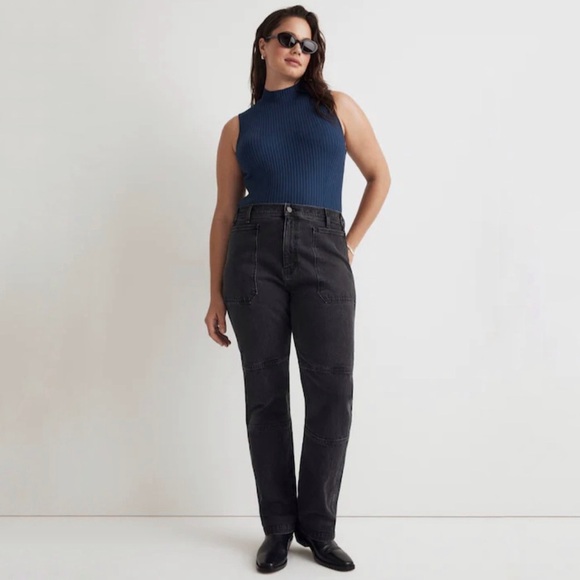 Madewell 90s Straight Utility Jean High Waist Seamed Denim Camplin Wash Black 30 - Picture 3 of 16